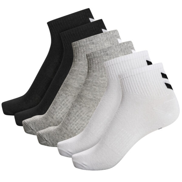 hummel hmlCHEVRON 6-PACK MID CUT SOCKS Hvid/Sort/Grå