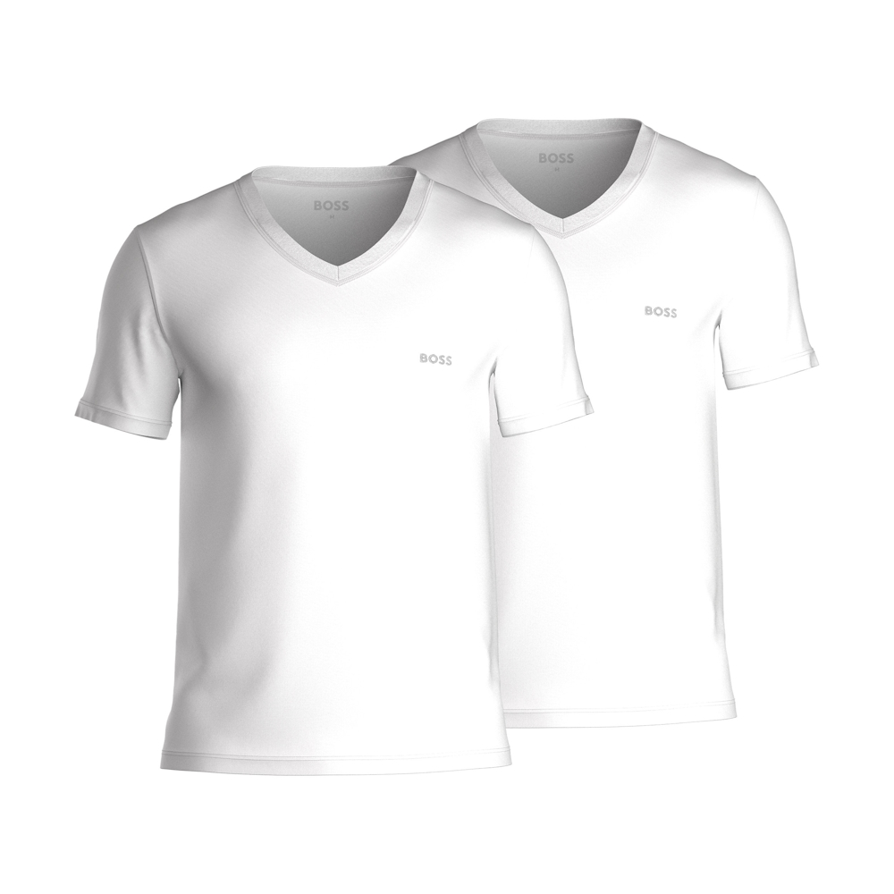 Se BOSS 2-Pack COMFORT V-Neck T-shirt hvid - XL hos Fashionhero.dk