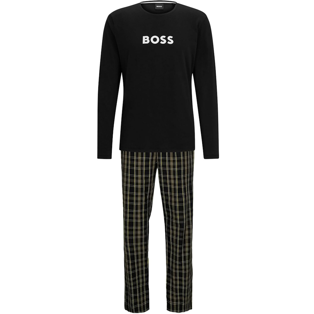 Se BOSS Pyjamas sæt easy long navy/grøn - XL hos Fashionhero.dk