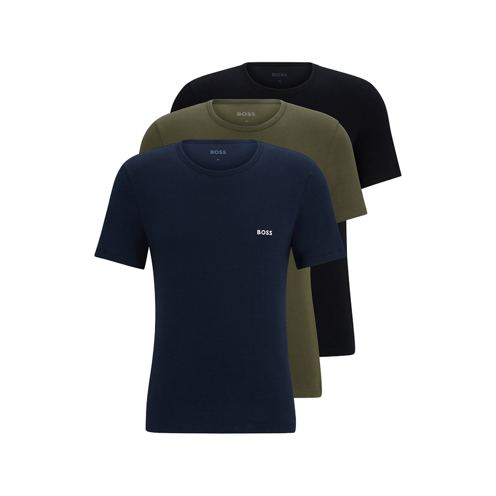Se BOSS 3 Pack Classic T-shirt sort/navy/grøn - XL hos Fashionhero.dk