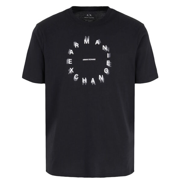 Armani Exchange T-shirt med rundt tekst logo på brystet sort