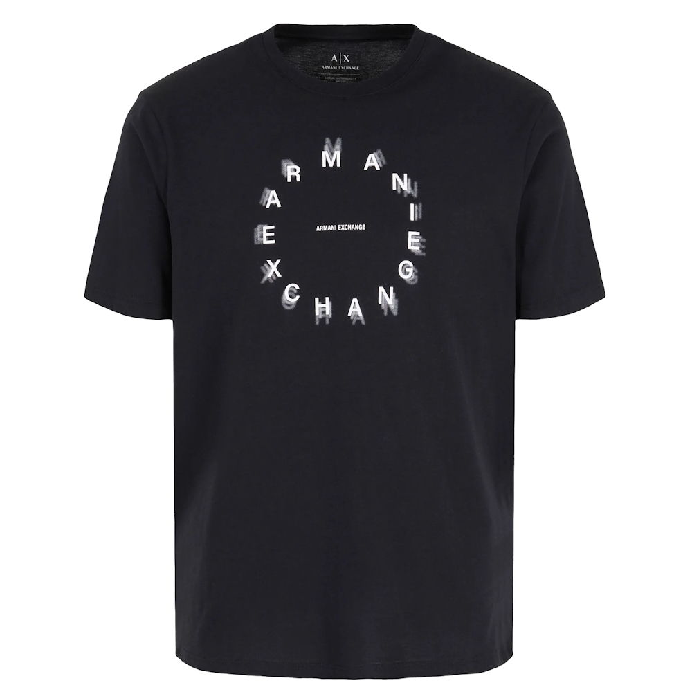 Se Armani Exchange T-shirt med rundt tekst logo på brystet sort - L hos Fashionhero.dk