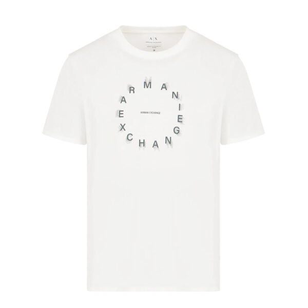 Armani Exchange T-shirt med rundt tekst logo på brystet hvid