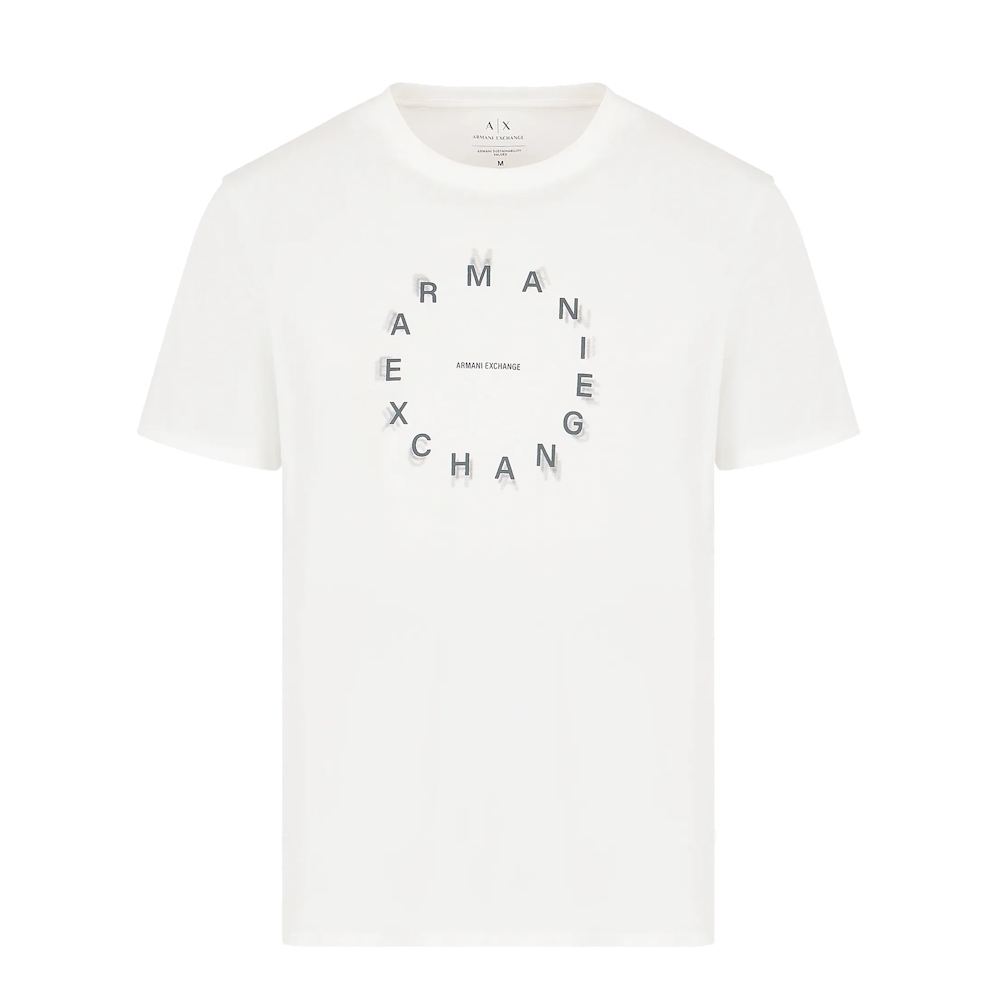 Billede af Armani Exchange T-shirt med rundt tekst logo på brystet hvid - 2XL