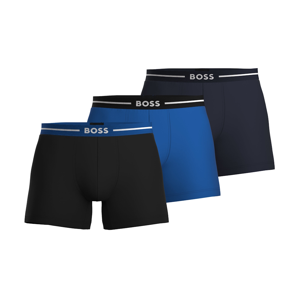 BOSS 3 Pack Bold Boxer Brief økologisk bomuld blå/sort - 2XL