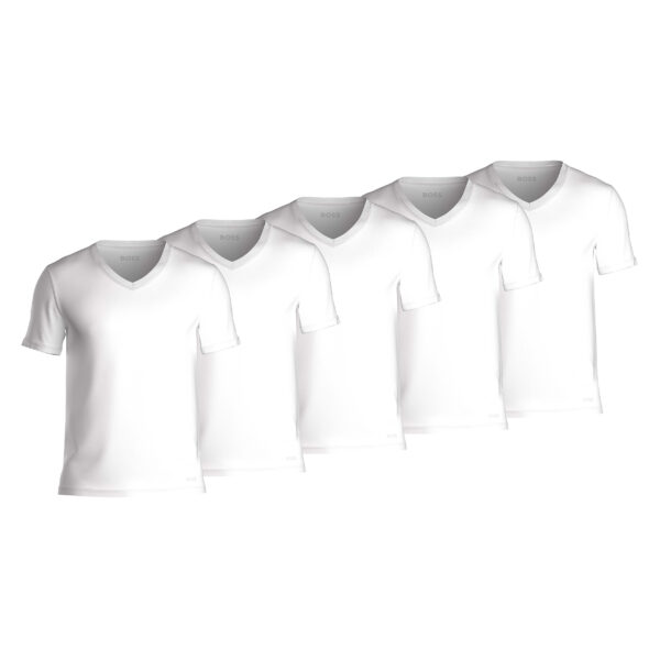 BOSS T-shirt V-neck 5-pack hvid